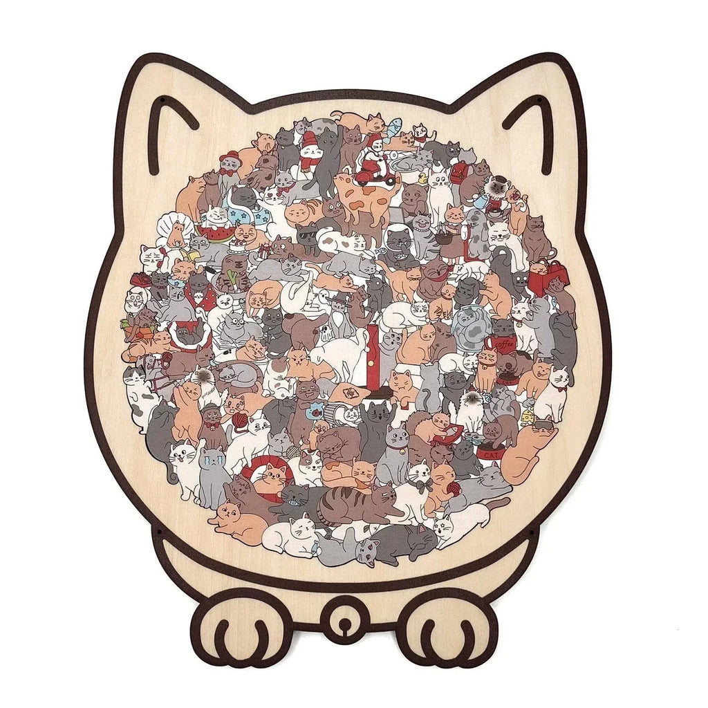 🐱135dielne drevené puzzle v tvare mačky vo farbách Morandiho🎁