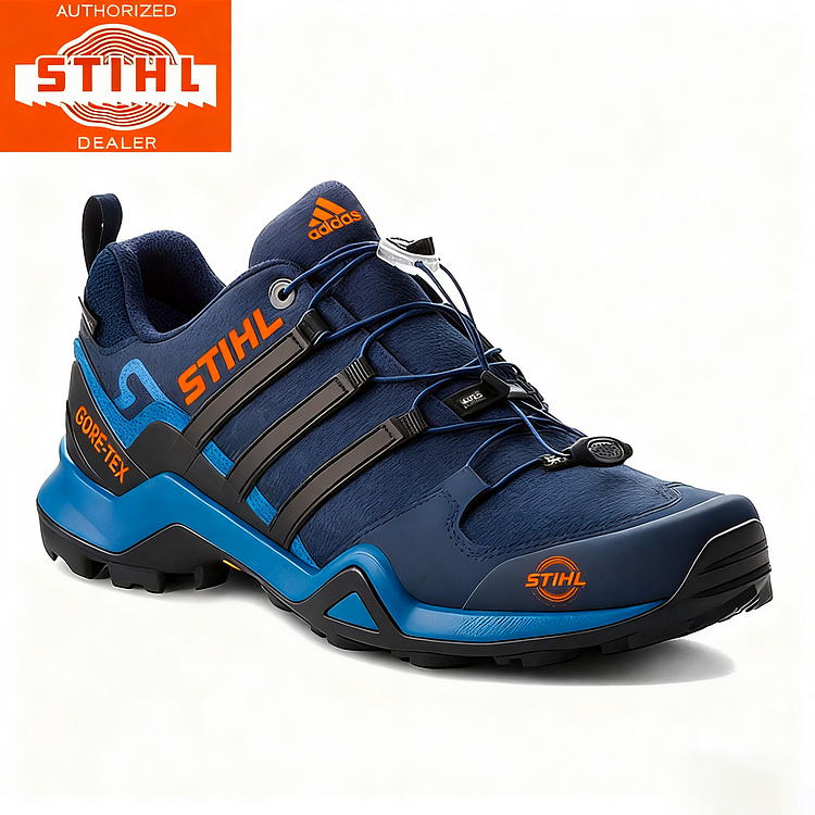 Pánske nepremokavé a priedušné pracovné a turistické topánky od značiek adidas® a STIHL, ideálne do práce a na outdoorové aktivity.